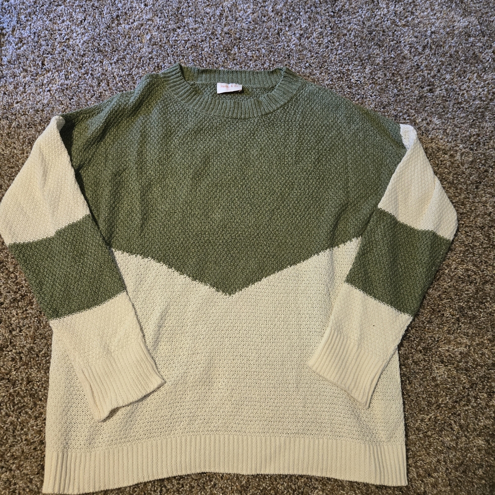 Green and Cream Womans Sweater